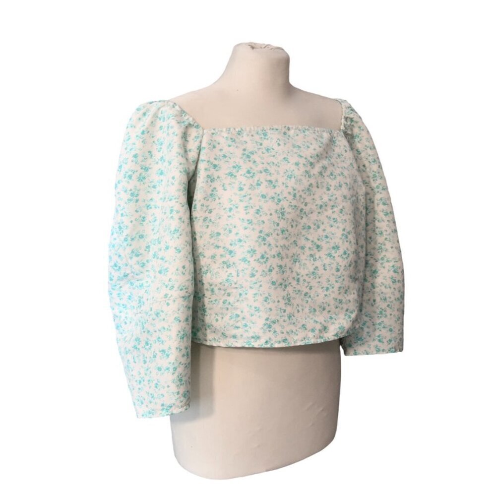 Levi’s Women’s Floral Square-Neck Puff Sleeve Top XL Pastel Floral Boho - Picture 5 of 10